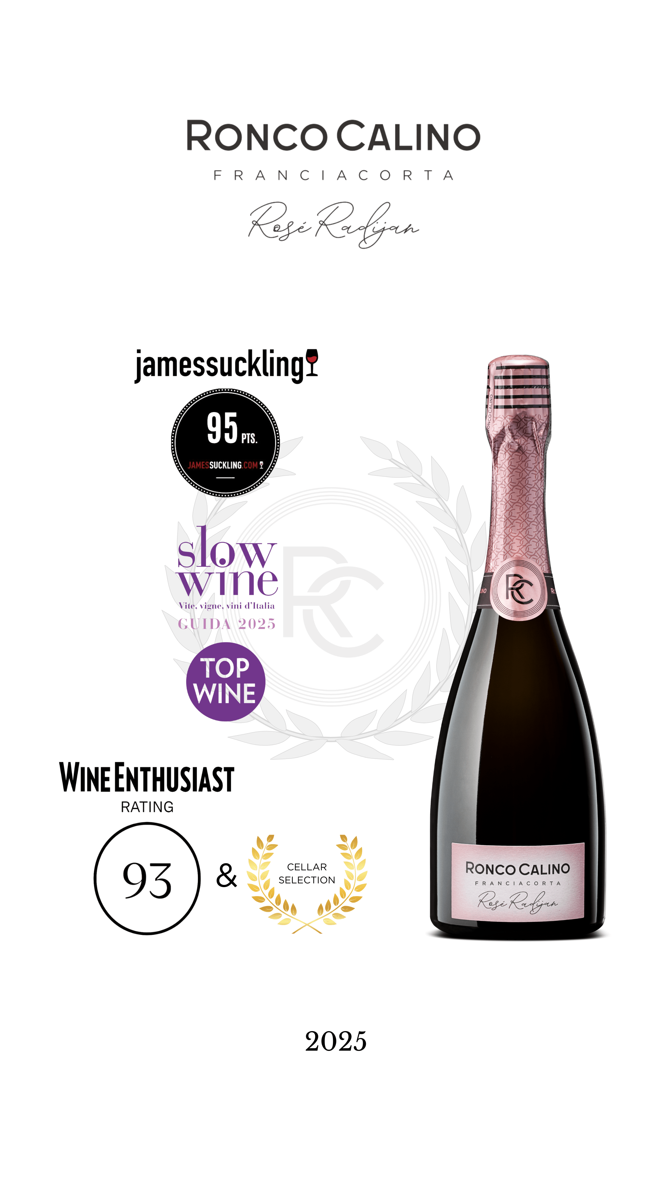 Rosé Radijan Brut Metodo classico - Franciacorta - 0,75 l - Ronco Calino